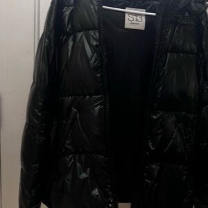 Sam Edelman Black Glossy Puffer Jacket